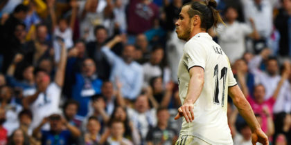Real Madrid's Welsh forward Gareth Bale celebrates his goal during the Spanish league football match between Real Madrid CF and RC Celta de Vigo at the Santiago Bernabeu stadium in Madrid on March 16, 2019. (Photo by GABRIEL BOUYS / AFP) (Photo credit should read GABRIEL BOUYS/AFP/Getty Images)