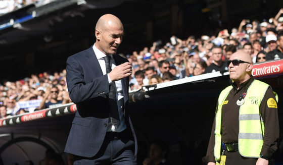 MADRID, SPAIN - MARCH 16: Zinedine Zidane, Manager of Real Madrid looks on during the La Liga match between Real Madrid CF and RC Celta de Vigo at Estadio Santiago Bernabeu on March 16, 2019 in Madrid, Spain. (Photo by Denis Doyle/Getty Images)