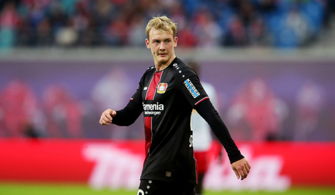 LEIPZIG, GERMANY - NOVEMBER 11: Julian Brandt of Lerverkusen reacts during the Bundesliga match between RB Leipzig and Bayer 04 Leverkusen at Red Bull Arena on November 11, 2018 in Leipzig, Germany. (Photo by Alexander Hassenstein/Bongarts/Getty Images)