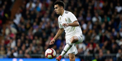 MADRID, SPAIN - MARCH 02: Sergio Reguilon of Real Madrid CF controls the ball during the La Liga match between Real Madrid CF and FC Barcelona at Estadio Santiago Bernabeu on March 02, 2019 in Madrid, Spain. (Photo by Gonzalo Arroyo Moreno/Getty Images)