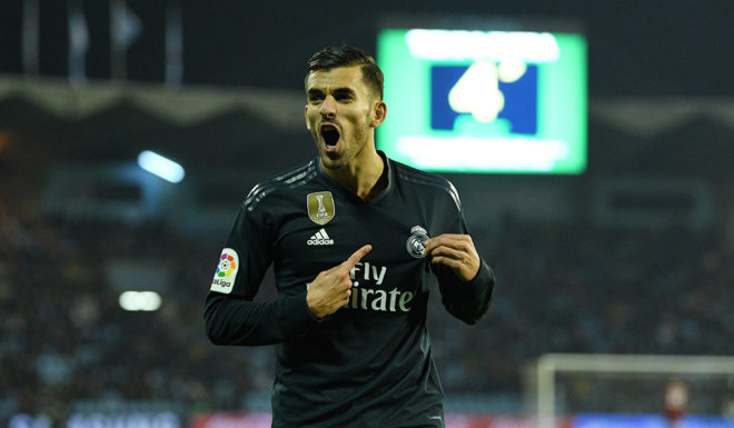 VIGO, SPAIN - NOVEMBER 11: Dani Ceballos of Real Madrid celebrates after scores the fourth goal during the La Liga match between RC Celta de Vigo and Real Madrid CF at Abanca-Balaidos on November 11, 2018 in Vigo, Spain. (Photo by Octavio Passos/Getty Images)