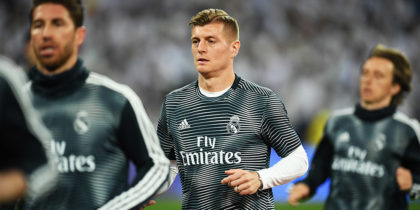 MADRID, SPAIN - FEBRUARY 27: Toni Kroos of Real Madrid warms up for the Copa del Rey Semi Final second leg match between Real Madrid and FC Barcelona at Bernabeu on February 27, 2019 in Madrid, Spain. (Photo by David Ramos/Getty Images)