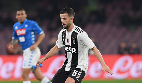 NAPLES, ITALY - MARCH 03: Miralem Pjanic of Juventus in action during the Serie A match between SSC Napoli and Juventus at Stadio San Paolo on March 3, 2019 in Naples, Italy. (Photo by Francesco Pecoraro/Getty Images)
