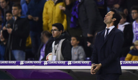 VALLADOLID, SPAIN - MARCH 10: Santiago Solari, Manager of Real Madrid reacts during the La Liga match between Real Valladolid CF and Real Madrid CF at Jose Zorrilla on March 10, 2019 in Valladolid, Spain. (Photo by Denis Doyle/Getty Images)