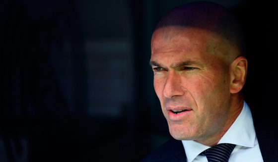 Real Madrid's French coach Zinedine Zidane looks on before the Spanish league football match between Real Madrid CF and SD Eibar at the Santiago Bernabeu stadium in Madrid on April 6, 2019. (Photo by GABRIEL BOUYS / AFP) (Photo credit should read GABRIEL BOUYS/AFP/Getty Images)
