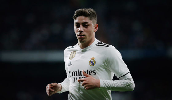 Fede Valverde MADRID, SPAIN - MARCH 02: Federico Valverde of Real Madrid CF in action during the La Liga match between Real Madrid CF and FC Barcelona at Estadio Santiago Bernabeu on March 02, 2019 in Madrid, Spain. (Photo by Gonzalo Arroyo Moreno/Getty Images)