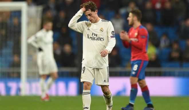 Alvaro Odriozola of Real Madrid reacts after CSKA Moscow scored their 3rd goal during the UEFA Champions League Group G match between Real Madrid and CSKA Moscow at estadio Santiago Bernabeu on December 12, 2018 in Madrid, Spain. (Photo by Denis Doyle/Getty Images)