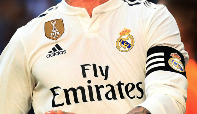 TOPSHOT - Real Madrid's Spanish defender Sergio Ramos reacts to missing a goal opportunity during the Spanish league football match between Real Madrid CF and RC Celta de Vigo at the Santiago Bernabeu stadium in Madrid on March 16, 2019. (Photo by GABRIEL BOUYS / AFP) (Photo credit should read GABRIEL BOUYS/AFP/Getty Images)