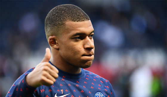 Paris Saint-Germain's French forward Kylian Mbappe gestures prior to the French L1 football match between Paris Saint-Germain (PSG) and Monaco (ASM) on April 21, 2019 at the Parc des Princes stadium in Paris. (Photo by FRANCK FIFE / AFP) (Photo credit should read FRANCK FIFE/AFP/Getty Images)