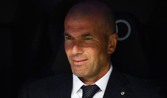 Real Madrid's French coach Zinedine Zidane waits for the start of the Spanish League football match between Real Madrid and Athletic Bilbao at the Santiago Bernabeu Stadium in Madrid on April 21, 2019. (Photo by GABRIEL BOUYS / AFP) (Photo credit should read GABRIEL BOUYS/AFP/Getty Images)