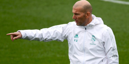 Real Madrid's French coach Zinedine Zidane attends a training session at Valdebebas Sport City in Madrid on January 9, 2018. / AFP PHOTO / PIERRE-PHILIPPE MARCOU (Photo credit should read PIERRE-PHILIPPE MARCOU/AFP/Getty Images)