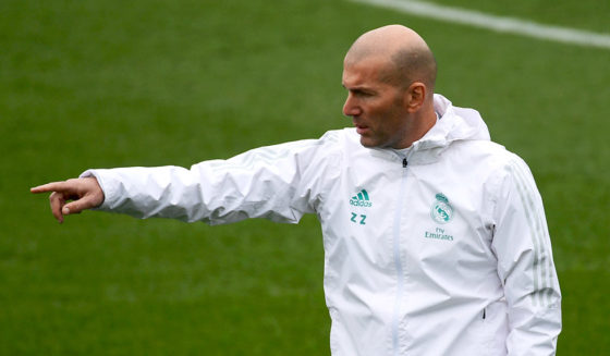Real Madrid's French coach Zinedine Zidane attends a training session at Valdebebas Sport City in Madrid on January 9, 2018. / AFP PHOTO / PIERRE-PHILIPPE MARCOU (Photo credit should read PIERRE-PHILIPPE MARCOU/AFP/Getty Images)