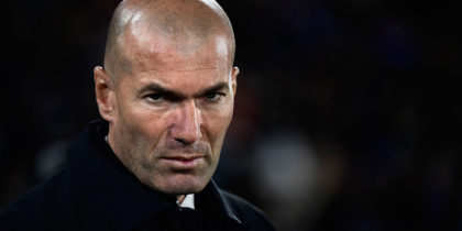 Real Madrid's French coach Zinedine Zidane looks on before the Spanish league football match between Getafe CF and Real Madrid CF at the Col. Alfonso Perez stadium in Getafe on April 25, 2019. (Photo by JAVIER SORIANO / AFP) (Photo credit should read JAVIER SORIANO/AFP/Getty Images)
