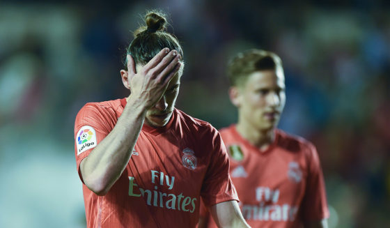 MADRID, SPAIN - APRIL 28: Gareth Bale of Real Madrid looks dejected during the La Liga match between Rayo Vallecano de Madrid and Real Madrid CF at Campo de Futbol de Vallecas on April 28, 2019 in Madrid, Spain. (Photo by Denis Doyle/Getty Images)