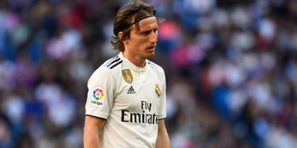 TOPSHOT - Real Madrid's Croatian midfielder Luka Modric walks on the pitch during the Spanish league football match between Real Madrid CF and RC Celta de Vigo at the Santiago Bernabeu stadium in Madrid on March 16, 2019. (Photo by GABRIEL BOUYS / AFP) (Photo credit should read GABRIEL BOUYS/AFP/Getty Images)