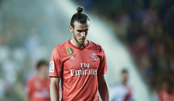 MADRID, SPAIN - APRIL 28: (EDITORS NOTE; This image was processed using digital filters.) Gareth Bale of Real Madrid looks dejected during the La Liga match between Rayo Vallecano de Madrid and Real Madrid CF at Campo de Futbol de Vallecas on April 28, 2019 in Madrid, Spain. (Photo by Denis Doyle/Getty Images)
