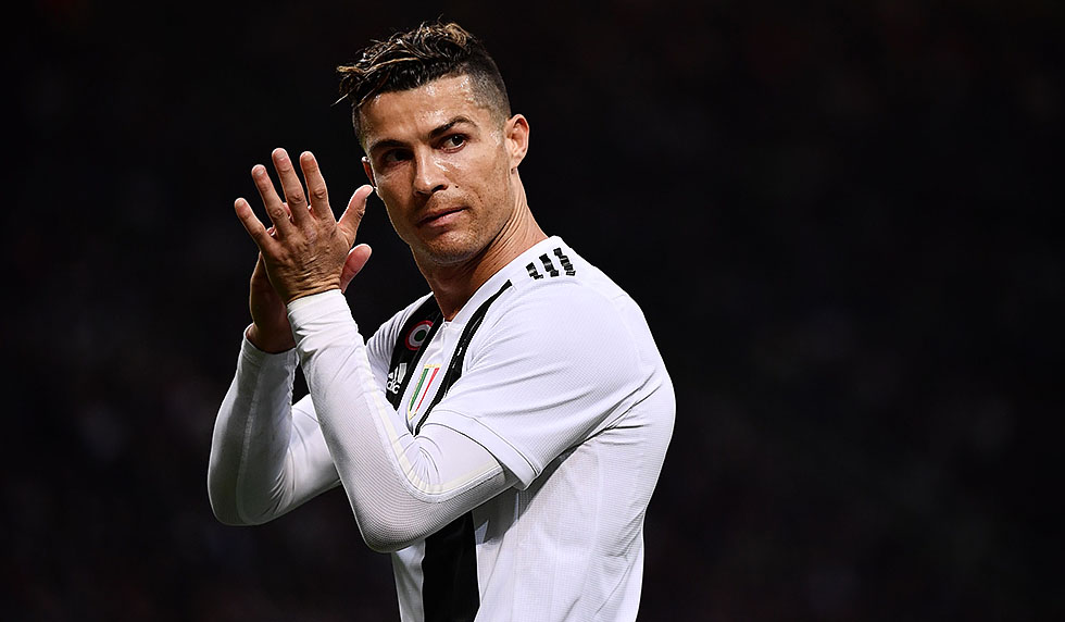 Juventus' Portuguese forward Cristiano Ronaldo gestures during the Italian Serie A football match between Inter Milan and Juventus on April 27, 2019 at the San Siro stadium in Milan. (Photo by MARCO BERTORELLO / AFP) (Photo credit should read MARCO BERTORELLO/AFP/Getty Images)