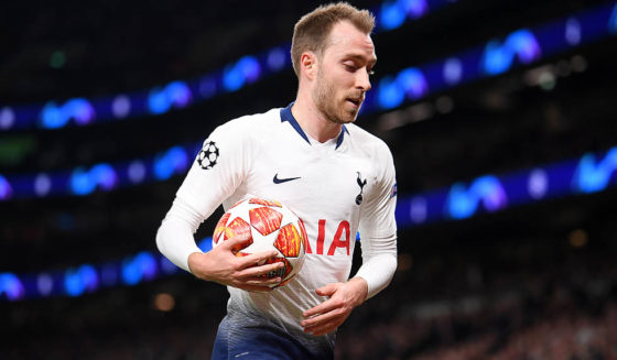 LONDON, ENGLAND - APRIL 30: Christian Eriksen of Tottenham Hotspur looks on during the UEFA Champions League Semi Final first leg match between Tottenham Hotspur and Ajax at at the Tottenham Hotspur Stadium on April 30, 2019 in London, England. (Photo by Laurence Griffiths/Getty Images)