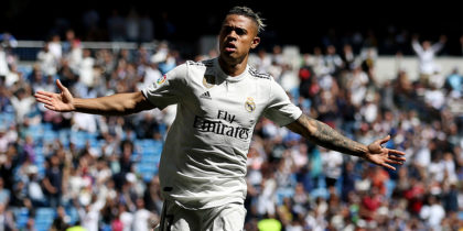MADRID, SPAIN - MAY 05: Mariano of Real Madrid celebrates after scoring his team's first goal during the La Liga match between Real Madrid CF and Villarreal CF at Estadio Santiago Bernabeu on May 05, 2019 in Madrid, Spain. (Photo by Angel Martinez/Getty Images)