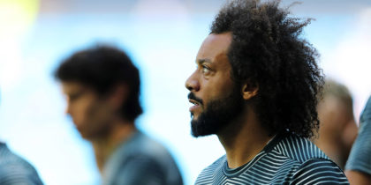 MADRID, SPAIN - MAY 05: Marcelo of Real Madrid looks on prior to the La Liga match between Real Madrid CF and Villarreal CF at Estadio Santiago Bernabeu on May 05, 2019 in Madrid, Spain. (Photo by Angel Martinez/Getty Images)