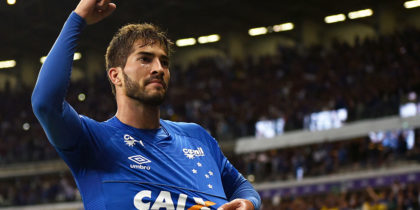 Lucas Silva of Brazil's Cruzeiro celebrates his goal against Argentina's Racing Club during their 2018 Copa Libertadores football match at Mineirao stadium, in Belo Horizonte, Brazil, on May 22, 2018. (Photo by DOUGLAS MAGNO / AFP) (Photo credit should read DOUGLAS MAGNO/AFP/Getty Images)