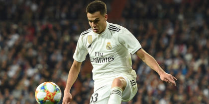 MADRID, SPAIN - FEBRUARY 27: Sergio Reguilon of Real Madrid in action during the Copa del Semi Final match second leg between Real Madrid and Barcelona at Bernabeu on February 27, 2019 in Madrid, Spain. (Photo by Denis Doyle/Getty Images)