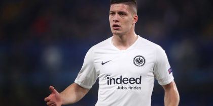 LONDON, ENGLAND - MAY 09: Luka Jovic of Frankfurt reacts during the UEFA Europa League Semi Final Second Leg match between Chelsea and Eintracht Frankfurt at Stamford Bridge on May 09, 2019 in London, England. (Photo by Alex Grimm/Bongarts/Getty Images)