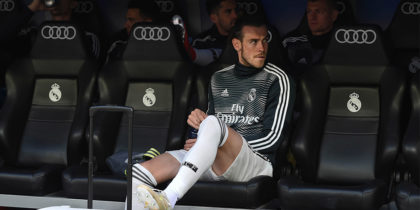 MADRID, SPAIN - MAY 19: Gareth Bale of Real Madrid looks on from the substitute bench before the La Liga match between Real Madrid CF and Real Betis Balompie at Estadio Santiago Bernabeu on May 19, 2019 in Madrid, Spain. (Photo by Denis Doyle/Getty Images)