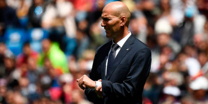 Real Madrid's French coach Zinedine Zidane reacts during the Spanish League football match between Real Madrid and Real Betis at the Santiago Bernabeu stadium in Madrid on May 19, 2019. (Photo by PIERRE-PHILIPPE MARCOU / AFP) (Photo credit should read PIERRE-PHILIPPE MARCOU/AFP/Getty Images)