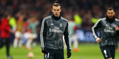 AMSTERDAM, NETHERLANDS - FEBRUARY 13: Gareth Bale of Real Madrid warms up prior to the UEFA Champions League Round of 16 First Leg match between Ajax and Real Madrid at Johan Cruyff Arena on February 13, 2019 in Amsterdam, Netherlands. (Photo by Lars Baron/Getty Images)