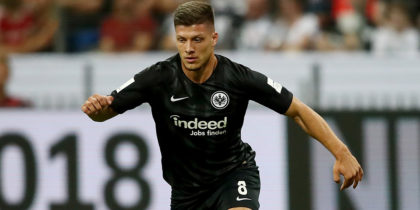 FRANKFURT AM MAIN, GERMANY - AUGUST 12: Luka Jovic of Frankfurt runs with the ball during the DFL Supercup match between Eintracht Frankfurt an Bayern Muenchen at Commerzbank-Arena on August 12, 2018 in Frankfurt am Main, Germany. (Photo by Christof Koepsel/Bongarts/Getty Images)