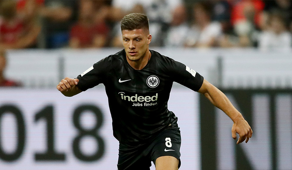 FRANKFURT AM MAIN, GERMANY - AUGUST 12: Luka Jovic of Frankfurt runs with the ball during the DFL Supercup match between Eintracht Frankfurt an Bayern Muenchen at Commerzbank-Arena on August 12, 2018 in Frankfurt am Main, Germany. (Photo by Christof Koepsel/Bongarts/Getty Images)