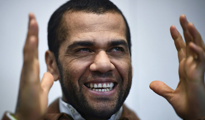 Paris Saint-Germain's Brazilian defender Dani Alves speaks during an interview with AFP on March 4, 2019, at the club's Camp des Loges training grounds in Saint-Germain-en-Laye, near Paris. (Photo by Anne-Christine POUJOULAT / AFP) (Photo credit should read ANNE-CHRISTINE POUJOULAT/AFP/Getty Images)