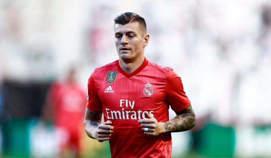 Real Madrid's German midfielder Toni Kroos runs during the Spanish League football match between Rayo Vallecano and Real Madrid at the Vallecas Stadium in the Madrid district of Puente de Vallecas on April 28, 2019. (Photo by Benjamin CREMEL / AFP) (Photo credit should read BENJAMIN CREMEL/AFP/Getty Images)