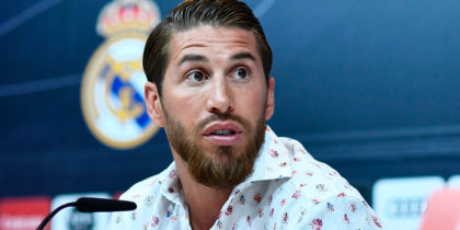 Real Madrid's Spanish defender Sergio Ramos gives a press conference at Real Madrid's training facilities of Valdebebas in Madrid in Madrid on May 30, 2019. (Photo by OSCAR DEL POZO / AFP) (Photo credit should read OSCAR DEL POZO/AFP/Getty Images)