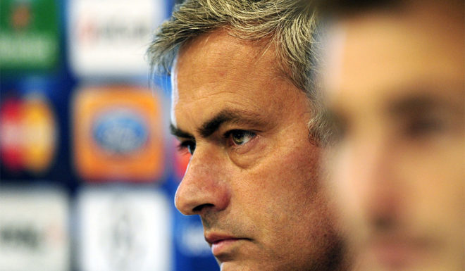 José Mourinho Real Madrid's goalkeeper and captain Iker Casillas (R) and Real Madrid's Portuguese coach Jose Mourinho (L) attend a press conference after a training session at Real Madrid's sport city on October 17, 2011 in Madrid, on the eve their Champions League football match against Olympique Lyonnais. AFP PHOTO/JAVIER SORIANO (Photo credit should read JAVIER SORIANO/AFP/Getty Images)