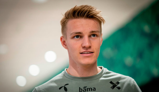Norway's Martin Oedegaard speaks during press a conference in Oslo on June 04, 2019, three days ahead of the UEFA Euro 2020 football qualifier match with Romania. (Photo by Heiko Junge / NTB SCANPIX / AFP) / Norway OUT (Photo credit should read HEIKO JUNGE/AFP/Getty Images)
