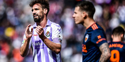 Real Valladolid's Spanish midfielder Borja Fernandez applauds during the Spanish league football match between Real Valladolid FC and Valencia CF at the Jose Zorrilla stadium in Valladolid on May 18, 2019. - Spanish police were carrying out an operation today against several footballers --among them Spanish player Borja Fernandez-- ex-players and club managers accused of fixing matches in the first and second divisions, a source close to the probe said. (Photo by OSCAR DEL POZO / AFP) (Photo credit should read OSCAR DEL POZO/AFP/Getty Images)