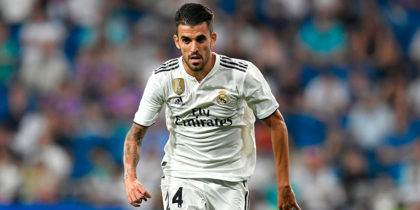 Real Madrid's Spanish midfielder Daniel Ceballos controls the ball during the Santiago Bernabeu Trophy football match between Real Madrid and AC Milan in Madrid on August 11, 2018. (Photo by GABRIEL BOUYS / AFP) (Photo credit should read GABRIEL BOUYS/AFP/Getty Images)