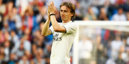 Real Madrid's Croatian midfielder Luka Modric acknowledges fans as he leaves the pitch during the Spanish league football match between Real Madrid CF and RC Celta de Vigo at the Santiago Bernabeu stadium in Madrid on March 16, 2019. (Photo by GABRIEL BOUYS / AFP) (Photo credit should read GABRIEL BOUYS/AFP/Getty Images)