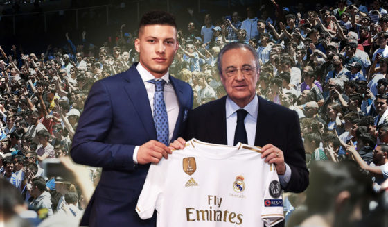 Supporters take pictures Real Madrid's Serbian forward Luka Jovic official presentation at the Santiago Bernabeu stadium in Madrid on June 12, 2019. - Real Madrid have signed 21-year-old Serbia striker Luka Jovic from German side Eintracht Frankfurt on a six-year deal for an undisclosed fee. (Photo by PIERRE-PHILIPPE MARCOU / AFP) (Photo credit should read PIERRE-PHILIPPE MARCOU/AFP/Getty Images)