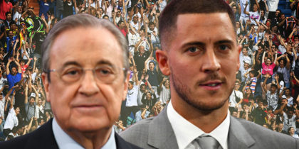 Real Madrid fans await the presentation of Belgian midfielder Eden Hazard as new player of the Spanish club at the Santiago Bernabeu stadium in Madrid on June 13, 2019. (Photo by GABRIEL BOUYS / AFP) (Photo credit should read GABRIEL BOUYS/AFP/Getty Images)