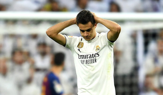 MADRID, SPAIN - MARCH 02: Sergio Reguilon of Real Madrid reacts during the La Liga match between Real Madrid CF and FC Barcelona at Estadio Santiago Bernabeu on March 02, 2019 in Madrid, Spain. (Photo by David Ramos/Getty Images)