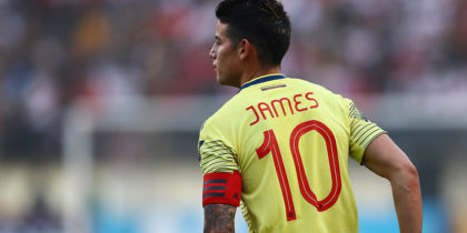 LIMA, PERU - JUNE 09: James Rodriguez of Colombia looks on during a friendly match between Peru and Colombia at Estadio Monumental on June 9, 2019 in Lima, Peru. (Photo by Daniel Apuy/Getty Images)