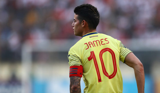 LIMA, PERU - JUNE 09: James Rodriguez of Colombia looks on during a friendly match between Peru and Colombia at Estadio Monumental on June 9, 2019 in Lima, Peru. (Photo by Daniel Apuy/Getty Images)