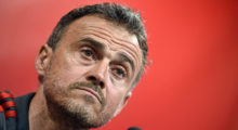 Spain's coach Luis Enrique holds a press conference at the Mestalla stadium in Valencia on March 22, 2019 on eve of the Euro 2020 qualifying match Spain vs Norway. (Photo by JOSE JORDAN / AFP) (Photo credit should read JOSE JORDAN/AFP/Getty Images)