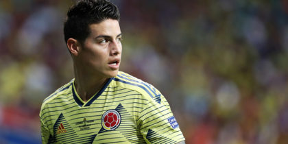 SALVADOR, BRAZIL - JUNE 23: James Rodriguez of Colombia looks on during the Copa America Brazil 2019 group B match between Colombia and Paraguay at Arena Fonte Nova on June 23, 2019 in Salvador, Brazil. (Photo by Bruna Prado/Getty Images)