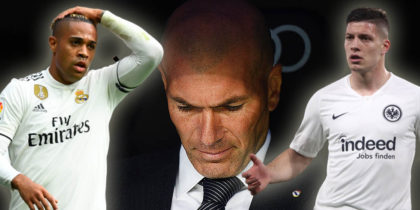 Real Madrid's French coach Zinedine Zidane waits for the start of the Spanish League football match between Real Madrid and Athletic Bilbao at the Santiago Bernabeu Stadium in Madrid on April 21, 2019. (Photo by GABRIEL BOUYS / AFP) (Photo credit should read GABRIEL BOUYS/AFP/Getty Images)