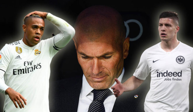Real Madrid's French coach Zinedine Zidane waits for the start of the Spanish League football match between Real Madrid and Athletic Bilbao at the Santiago Bernabeu Stadium in Madrid on April 21, 2019. (Photo by GABRIEL BOUYS / AFP) (Photo credit should read GABRIEL BOUYS/AFP/Getty Images)