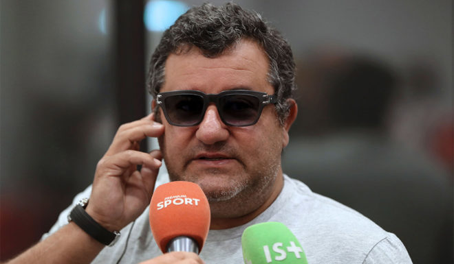 Mino Raiola Italian-born Dutch football agent Mino Raiola speaks to journalists on September 2, 2016 during presentation of Nice's football club new signings at the Allianz Riviera stadium in Nice, southeastern France. / AFP / VALERY HACHE (Photo credit should read VALERY HACHE/AFP/Getty Images)